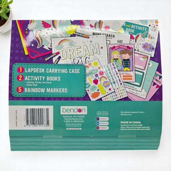 Bendon Storybook Lapdesk Carrying Case Activiity Books Rainbow Markers NWT - Picture 7 of 8